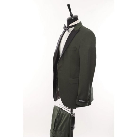 Derman Green Satin Collar 3 Piece Tuxedo - Picture 2 of 5